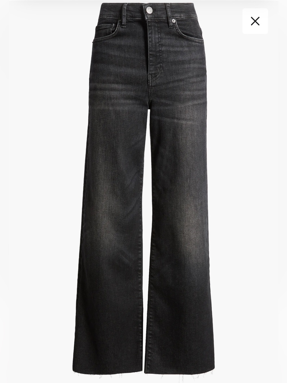 Frame Denim Le Slim Palazzo Raw Fray Hem Jeans, Claudius (washed black), size 27